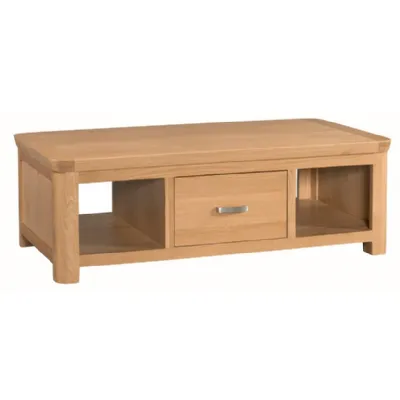 Solid Oak 120cm Coffee Table with Drawer