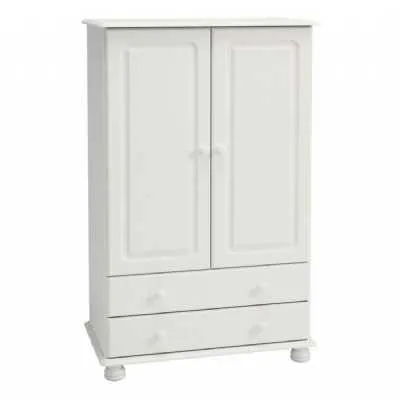White Smooth Small 2 Door 2 Drawer Double Wardrobe