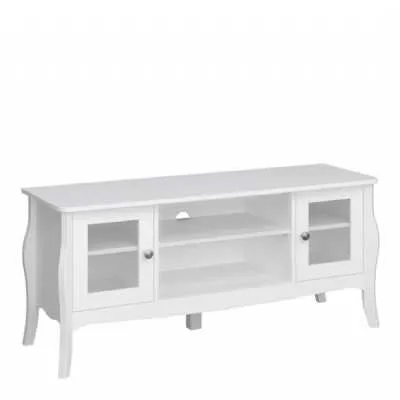 TV Table (Narrow) 2 Dr 2 Shelves White