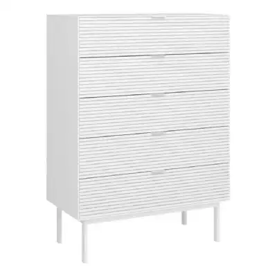 5 Drawer Chest in Granulated pure White Brushed White