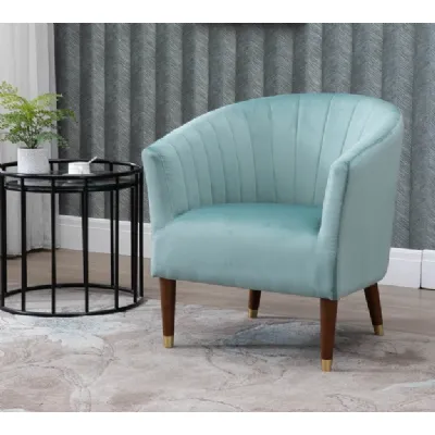 Teal Plush Pleated Fabric Accent Chair