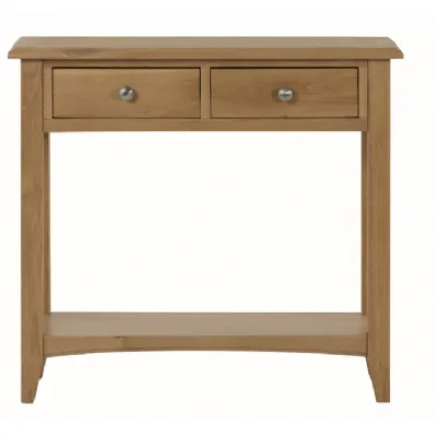 Light Solid Oak 2 Drawer Console Table