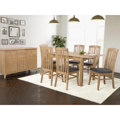 Light Solid Oak 160cm Extending Ding Set, 6 Oak Dining Chairs
