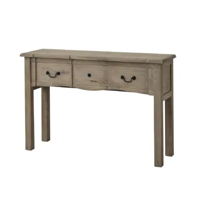 French Style Rustic Washed Hard Wood 1 Drawer Console Table