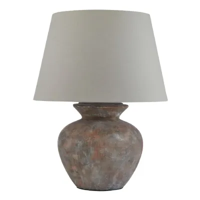 Siena Brown Round Table Lamp With Linen Shade