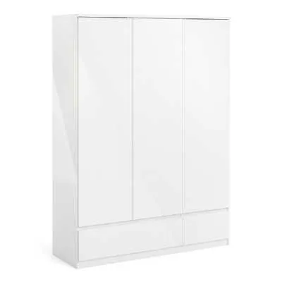White High Gloss 3 Door Triple Wardrobe