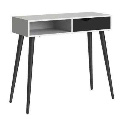 Console Table 1 Drawer 1 Shelf in White and Black Matt