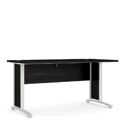 Desk 150 cm in Black woodgrain With White legs