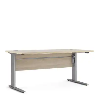 Desk 150 cm in Oak With Height adjustable legs With electric control in Silver grey steel