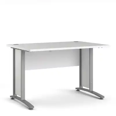 Desk 120 cm in White With Silver grey steel legs
