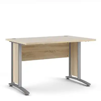 Desk 120 cm in Oak With Silver grey steel legs