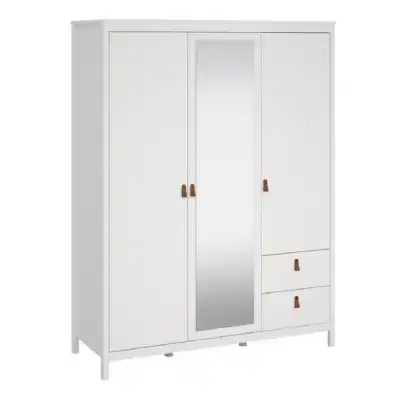 Barcelona Wardrobe with 2 doors 1 mirror door + 2 drawers White