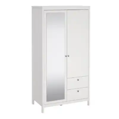 Madrid Wardrobe with 1 door 1 mirror door + 2 drawers White