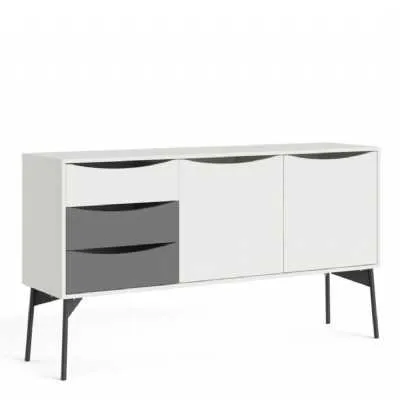 Fur Sideboard 2 Doors + 3 Drawers in Grey and White