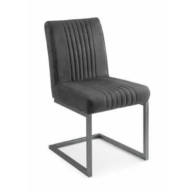 Charcoal Grey Faux Leather Upholstered Cantilever Kitchen Dining Room Chair
