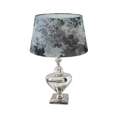 Nickel Table Lamp Linen Empire Shade Black And White