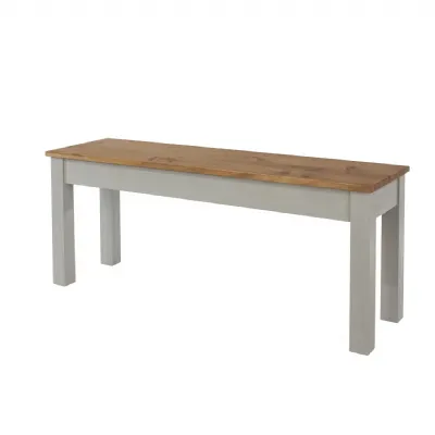 Grey Small 105cm Dining Bench Antique Wax Oak Top