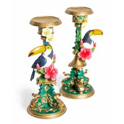 Pair Of Ornate Toucan Candle Holders