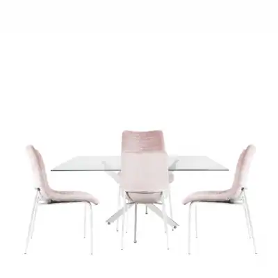 Nova 160cm Rectangular Dining Table And 4 Pink Chairs