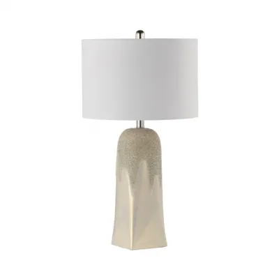 72cm Cream Ceramic Table Lamp With White Linen Shade