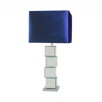 Block Mirror Table Lamp Blue Shade