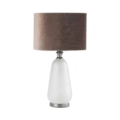 57cm Silver Frost Glass With Mocha Velvet Shade Table Lamp