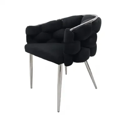 Margaux Black Velvet With Chrome Legs Dining Chair