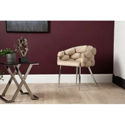 Margaux Taupe Velvet With Chrome Legs Dining Chair