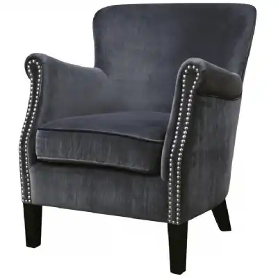 Grey Velvet High Back Accent Chair
