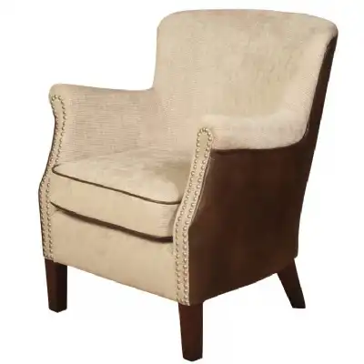 Mink Fabric And Tan Leather Air Brown Accent Chair