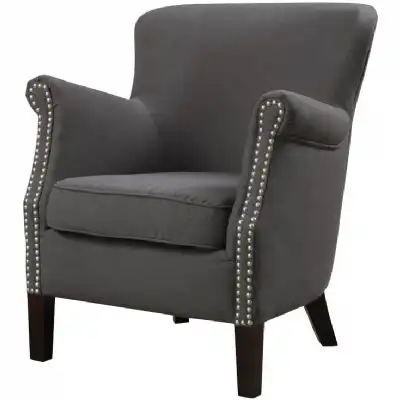 Vintage Charcoal Fabric Accent Chair