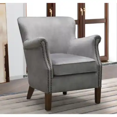 Vintage Grey Fabric High Back Accent Chair