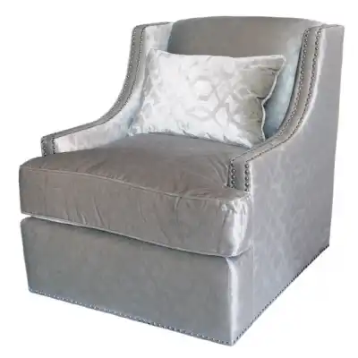 Cream Linen Buttoned Swivel Chair
