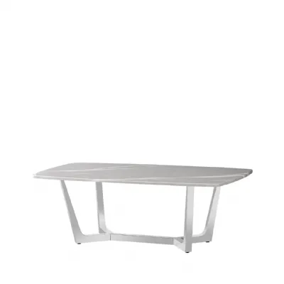 Meghan Chrome Metal With Grey Faux Marble Top Coffee Table