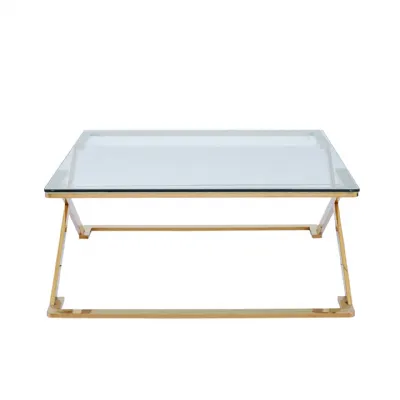 Axel Gold Metal With Clear Glass Coffee Table