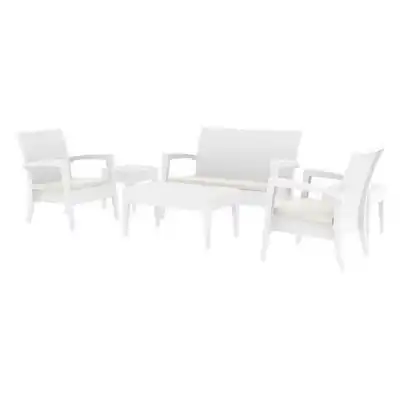 Outdoor White 6 Piece Lounge Sofa Set