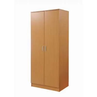 Traditional Beech Finish 2 Door Bedroom Double Wardrobe With Metal Handles 181x76cm