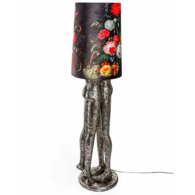 Silver Shady Lovers Kissing Floor Lamp