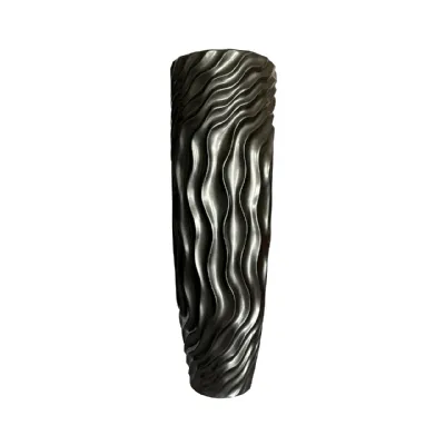 120cm Shiny Pearl Grey Ripples Design Polyresin Vase