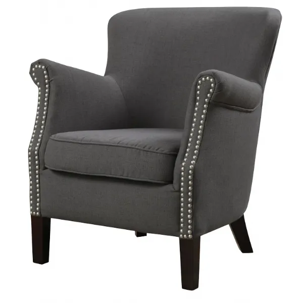 Charcoal Linen High Back Accent Chair