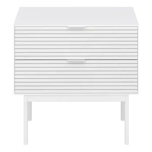 Bedside Table 2 Drawers in Granulated pure White Brushed White