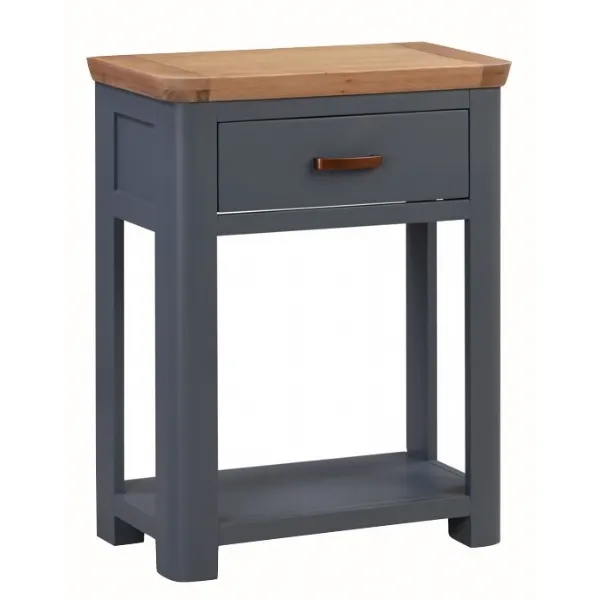 Solid Oak and Blue Small Console Table