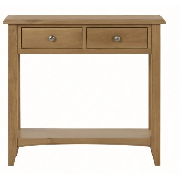 Light Solid Oak 2 Drawer Console Table