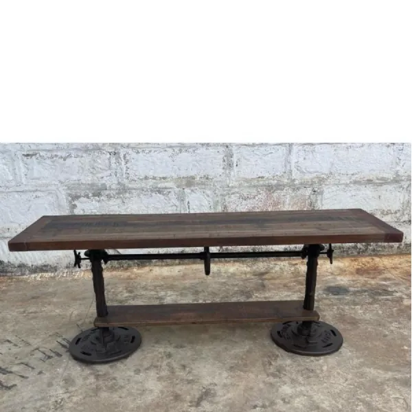 Adjustable Reclaimed Wood & Metal Console Table with