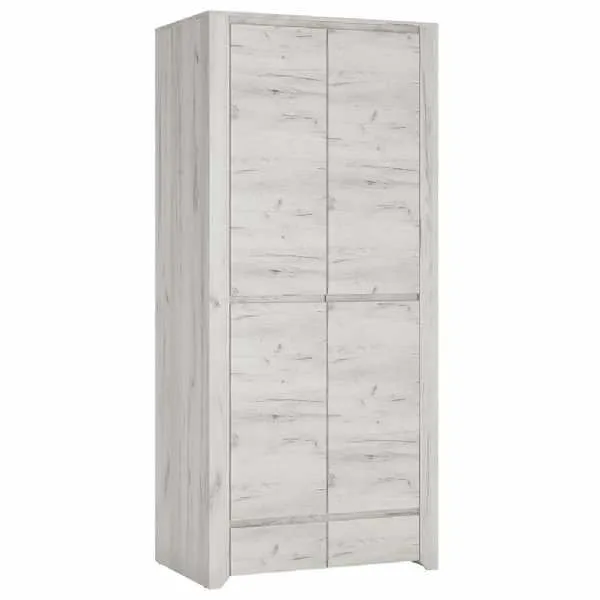 White Oak 2 Door 2 Drawer Fitted Wardrobe With Adjustable Shelves