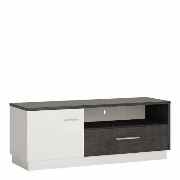 1 Door 1 Drawer TV Media Cabinet in Slate Grey and White 133cm Wide