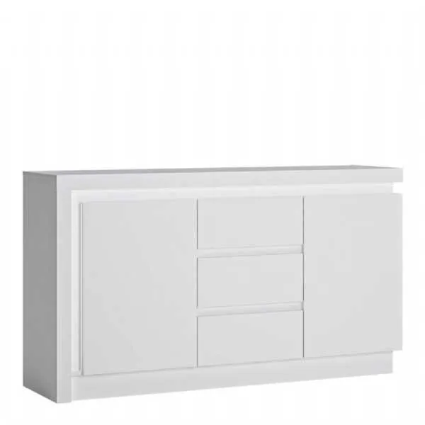 White and High Gloss 2 Door 3 Drawer Sideboard with LED lighting