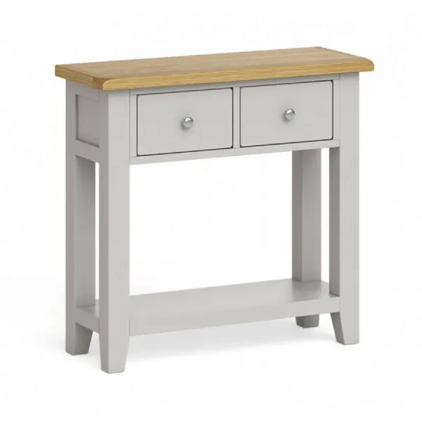 Solid Oak and Grey Painted Console Table