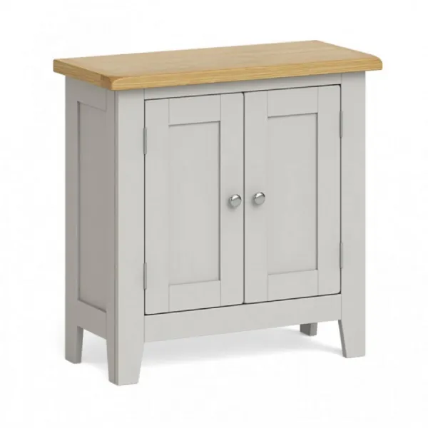 Solid Oak and Grey Painted 70cm Mini Cupboard