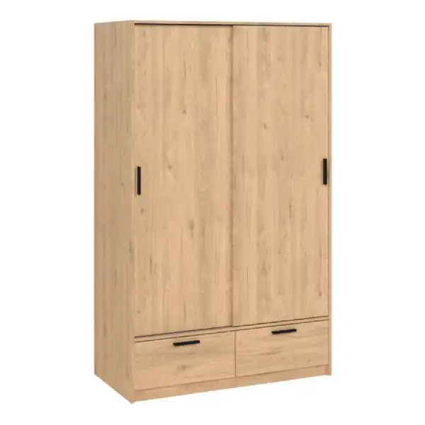 Line Wardrobe with 2 Doors 2 Drawers in Jackson Hickory Oak
